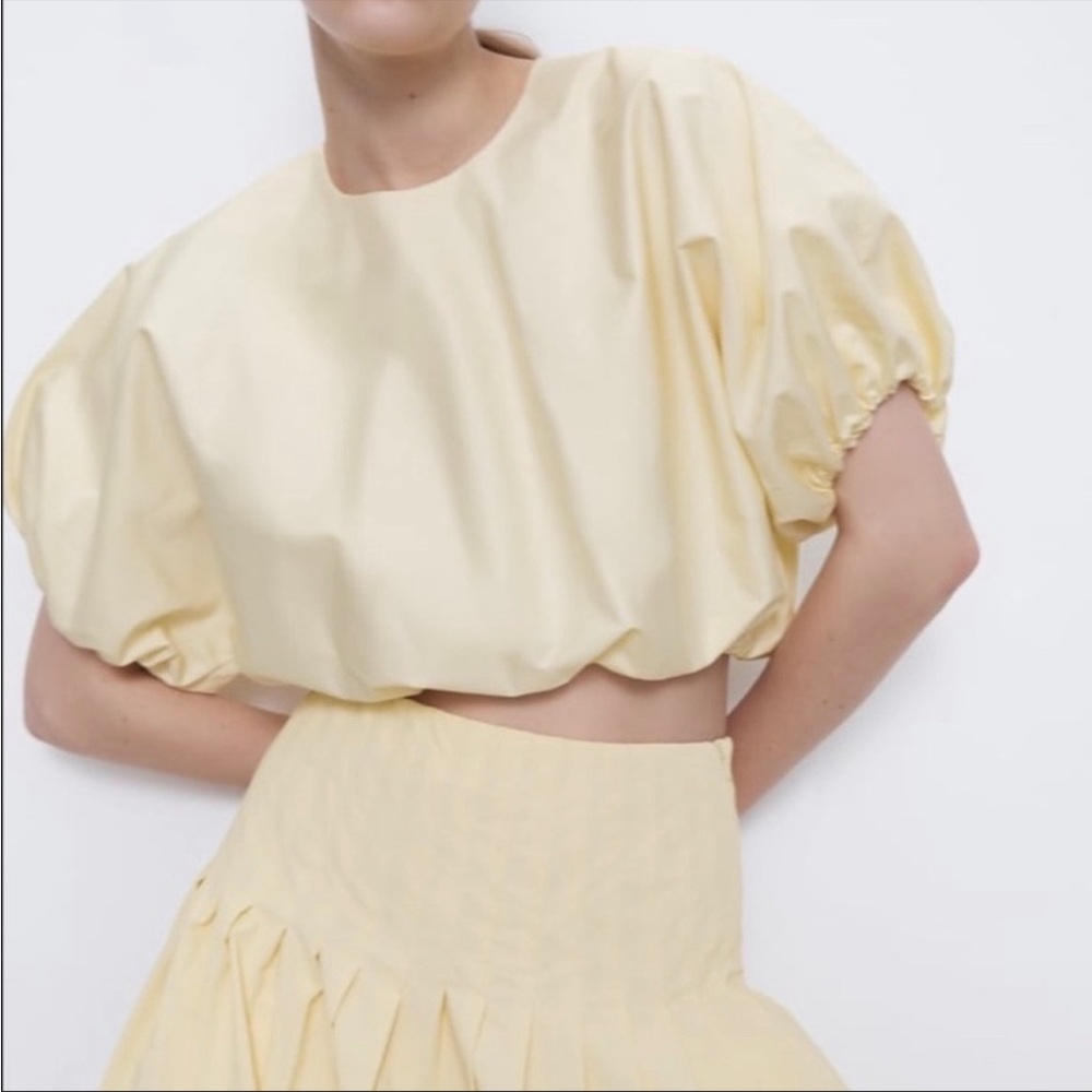 Yellow Bubble Hem Shirt